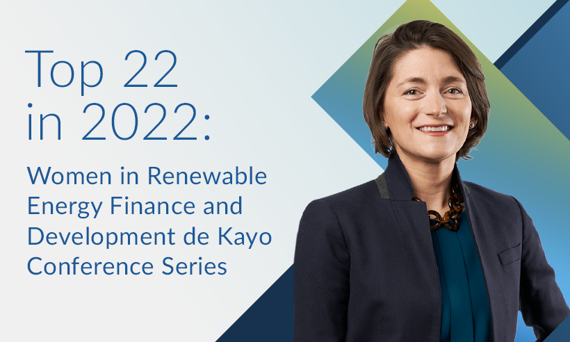 Katherine McElroy nommée dans le Top 22 in 2022: Women in Renewable Energy Finance and Development